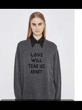 BELLA FREUD Love Will Tear Us Apart Cashmere Jumper Col: Grey And Black